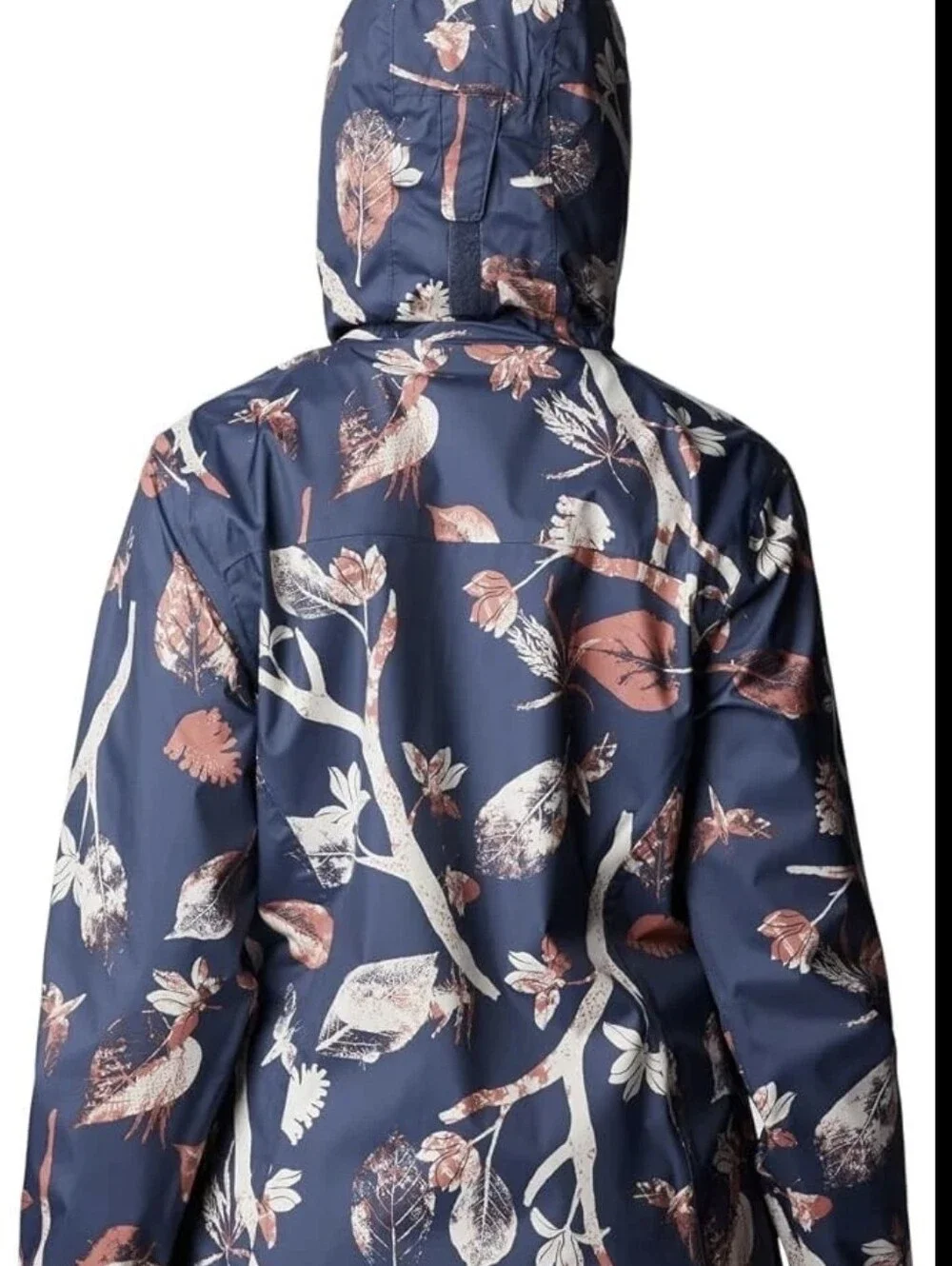 Columbia Inner Limits II Navy Leaf Print Packable Hooded Rain Jacket XXL